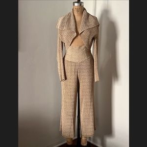 SOLD Vintage Plissé Flower patterned Vest and High Waisted pants Issey pleats S